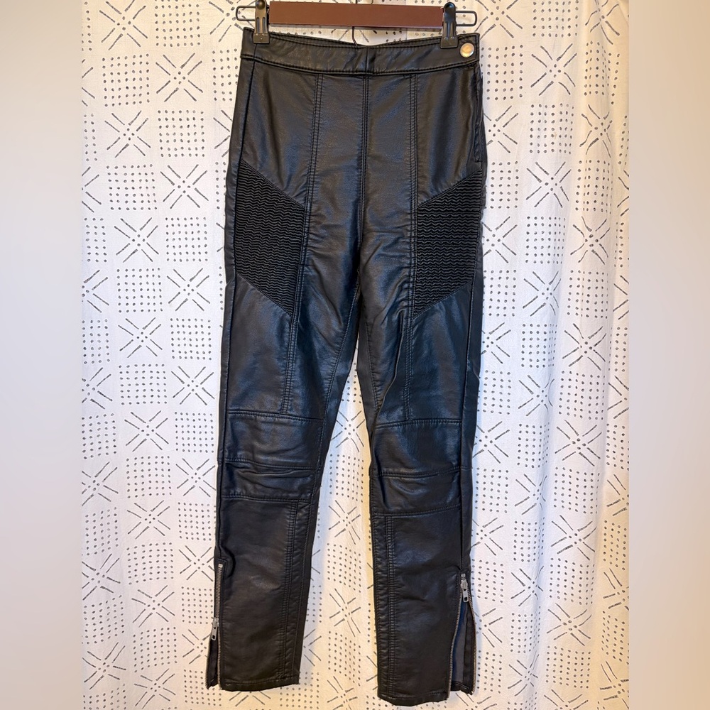 Free people black leather pants